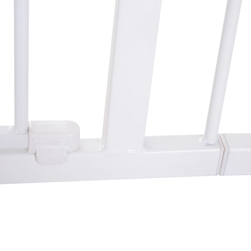 PawHut Türschutzgitter, Treppenschutzgitter ohne bohren, Hunde Absperrgitter, Schutzgitter für Haustier, Hundegitter, Klemmbefestigung, Metall, Weiß, 76-107 x 76 cm