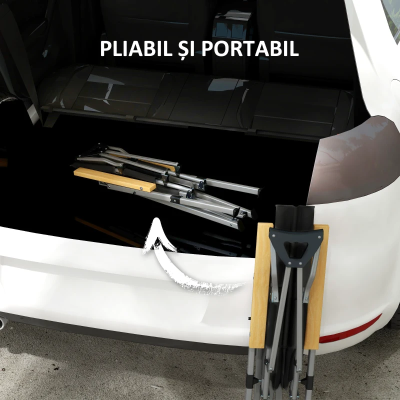 Outsunny Scaun de Camping Pliabil cu Spătar Reglabil, Negru
