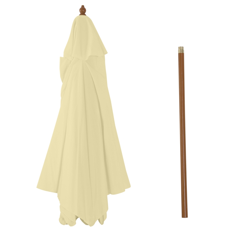 Outsunny Ombrellone da Giardino 2.5x2.3 m a 6 Stecche in Legno Laccato e Poliestere, Beige