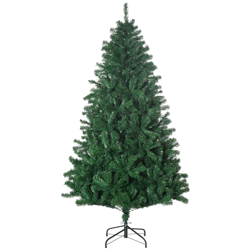 HOMCOM Árbol de Navidad de 180 cm Árbol Artificial 1000 Puntas para Decoración Navideña de Plástico Metal Ø120x180 cm Verde