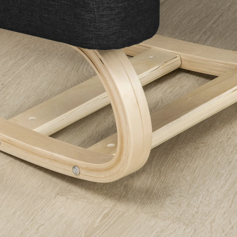 Vinsetto Kniestuhl, ergonomischer Sitzhocker, Polsterhocker für gesunde Sitzhaltung, Birkenholz, 120 kg belastbar, Schwarz(m-7)