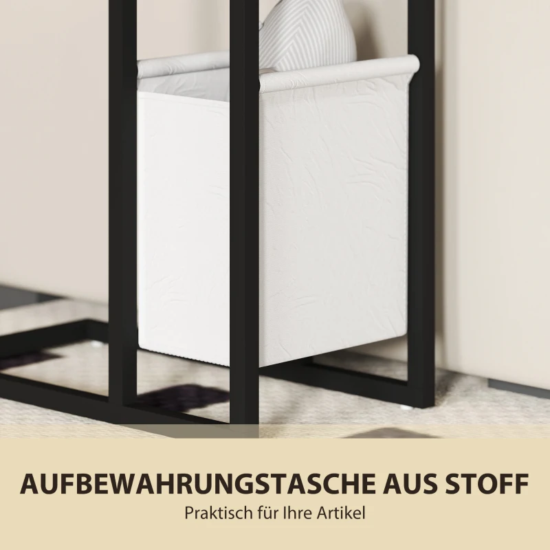 HOMCOM Beistelltisch mit Steckdosen, USB-Anschlüssen, Kabel, C-förmiges Design