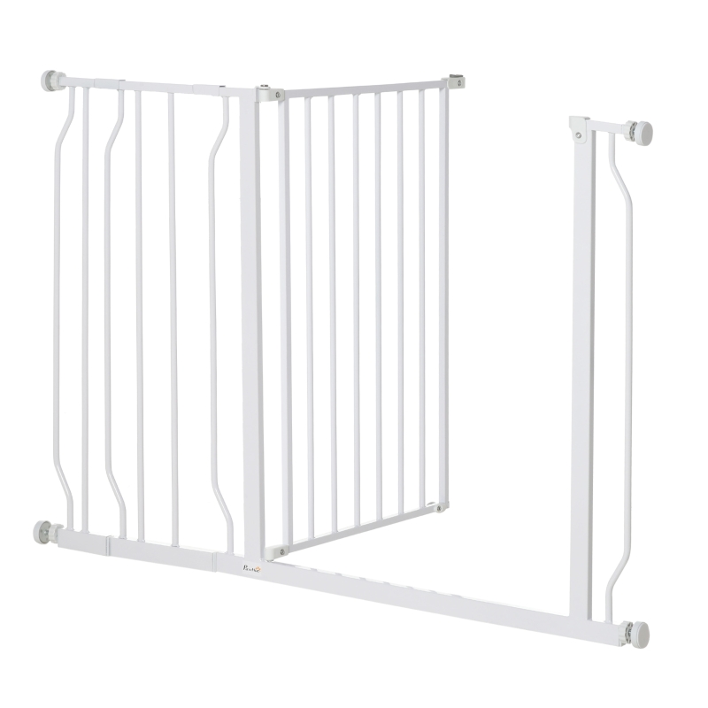 PawHut Hunde-Absperrgitter, Klemmmontage, verstellbare Länge, Stahl/ABS, 75-115 x 76cm, Weiß