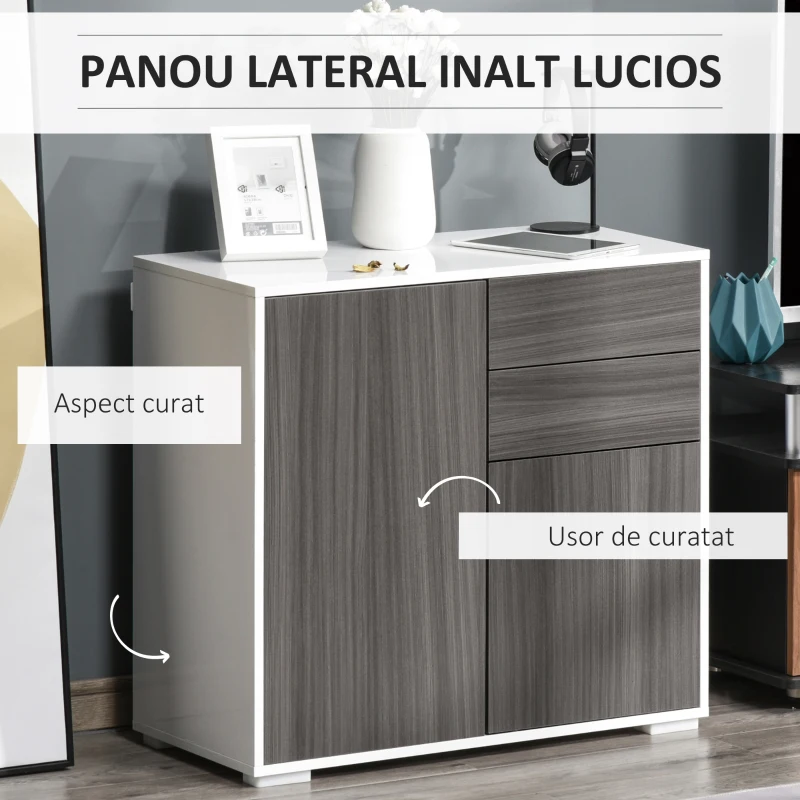 Homcom Dulap Gri Multiuz – Sertare & Compartimente cu Apasare(m-5)