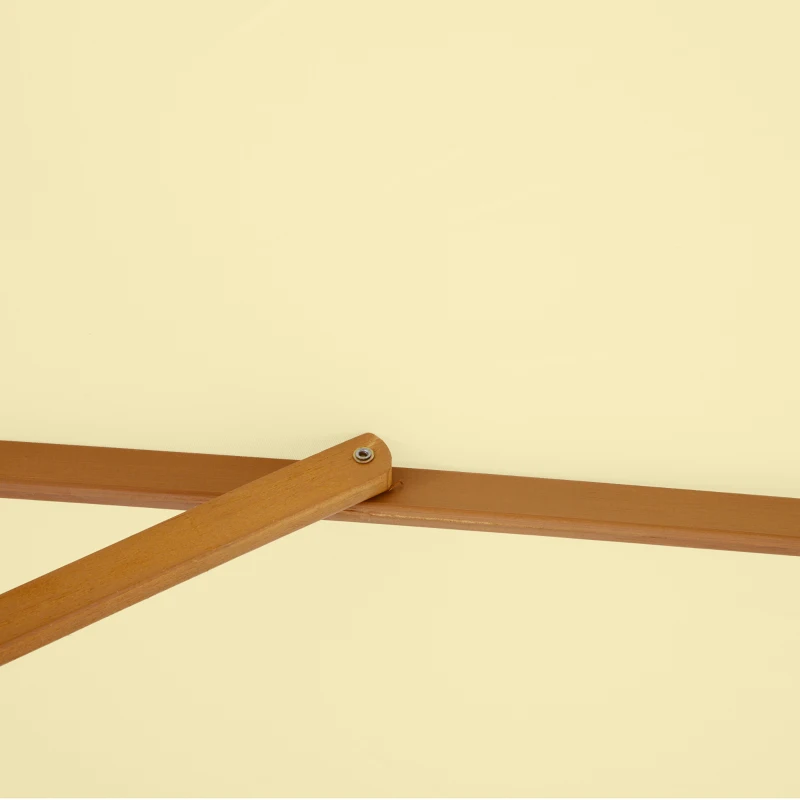 Outsunny Sombrilla Parasol de Madera 250x230 cm para Exterior con 6 Varillas Sistema de Polea Color Crema