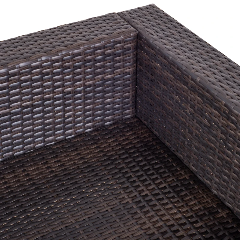 Outsunny Set Giardino Esterno 6 Pezzi in Rattan PE, Salotto da Giardino con Divano Angolare e Pouf con Cuscini Lavabili, Marrone