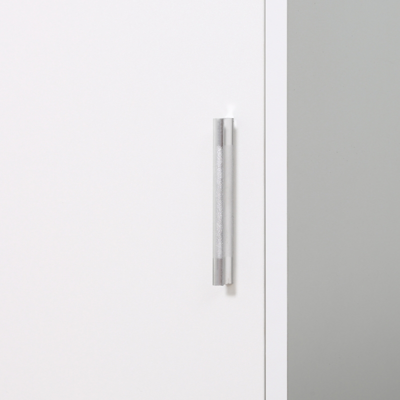 kleankin Mobile Colonna Bagno in Legno a 5 Ripiani con Anta a Specchio Apribile, 32x28x162 cm, Bianco