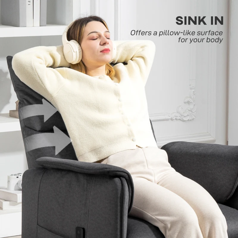 HOMCOM Fotoliu Reclinabil Electric Silențios cu Suport pentru Picioare Negru