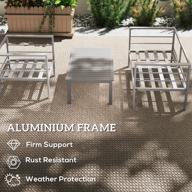 Outsunny 4 Piece Garden Furniture Set, 4 Seater Aluminium Garden Sofa Set with 2 Armchairs, Loveseat, Coffee Table and Cushions, Outdoor Conversation Conservatory Furniture for Patio, Charcoal Grey