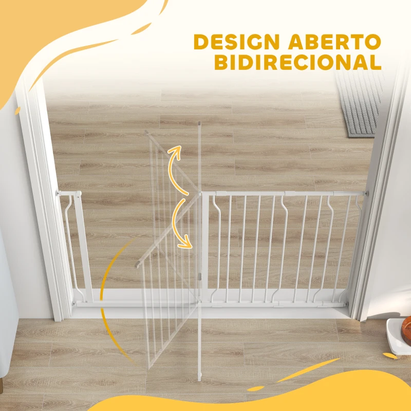 PawHut Barreira de Segurança para Cães Extensível para Escadas e Portas 75-145cm com 3 Extensões Altura 76cm Branco