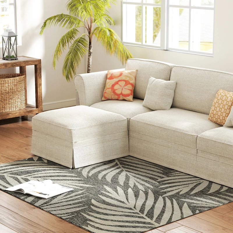 HOMCOM UV Resistant Indoor & Outdoor Area Rug, Easy-Cleaning Machine Washable Rug for Patio, Garden, Kitchen, Bathroom or Living Room, 170 x 120 cm, Grey