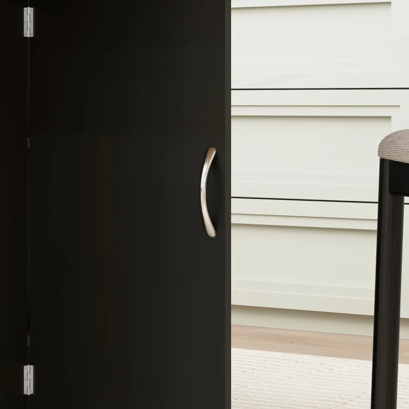 HOMCOM Tavolo Pieghevole Consolle per 4-6 persone con Ruote e Ripiani, 140x75x74cm, Rovere e Nero