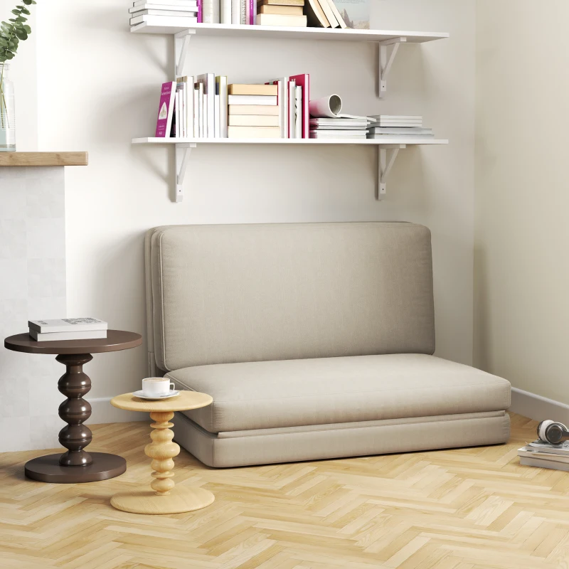 HOMCOM 2-in-1 Opvouwbare Relaxfauteuil, Gastenmatras, Deelbaar, 120 cm Breed, Beige(m-3)