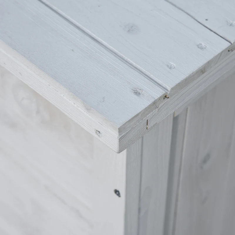 Outsunny Coffre de rangement extérieur malle de rangement en bois 283L 2 chaînes 127 x 56 x 60 cm blanc