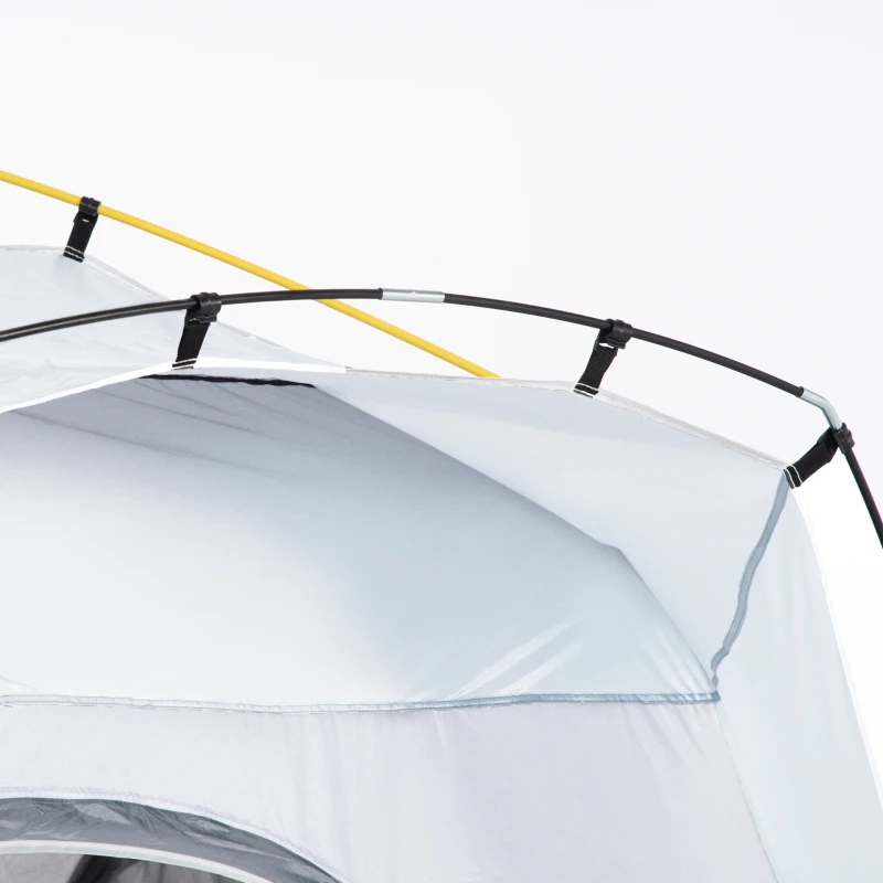 Outsunny Tienda de Camping Emergente Instantánea con 4 Ventanas 2 Bolsillos y Bolsa de Transporte 240x240x199 cm Gris y Blanco