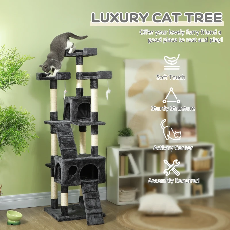 PawHut Cat Tree Scratching House, Activity Play Centre