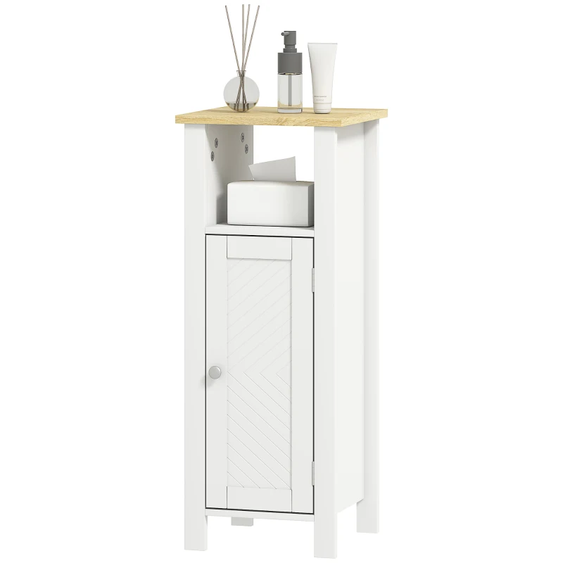 kleankin Slim Bathroom Storage Unit with Open Shelf, Bathroom Storage Cabinet with Adjustable Shelf, 32 x 30 x 80 cm, White