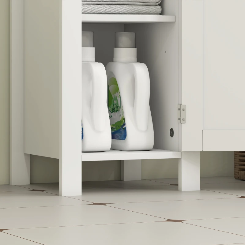 kleankin Slim Bathroom Storage Unit with Open Shelf, Bathroom Storage Cabinet with Adjustable Shelf, 32 x 30 x 80 cm, White