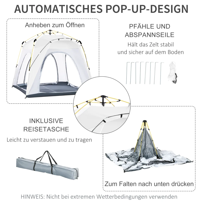 Outsunny Pop Up Kuppelzelt für 4 Personen leicht, stabil wasserdicht UV 50+ mit Haken Tür Fenster, Bodenplane(m-5)