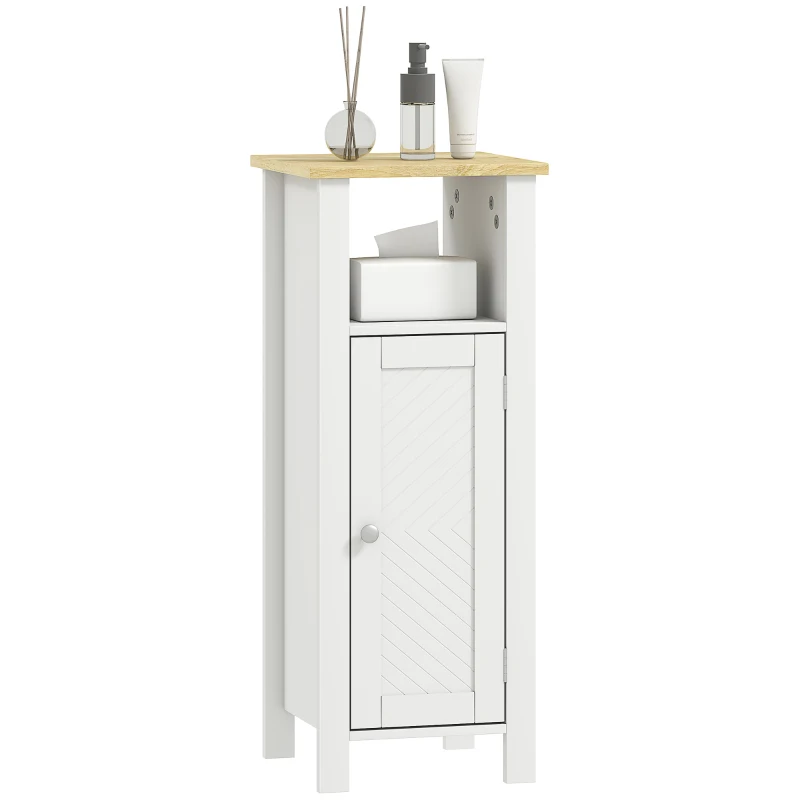 kleankin Slim Bathroom Storage Unit with Open Shelf, Bathroom Storage Cabinet with Adjustable Shelf, 32 x 30 x 80 cm, White