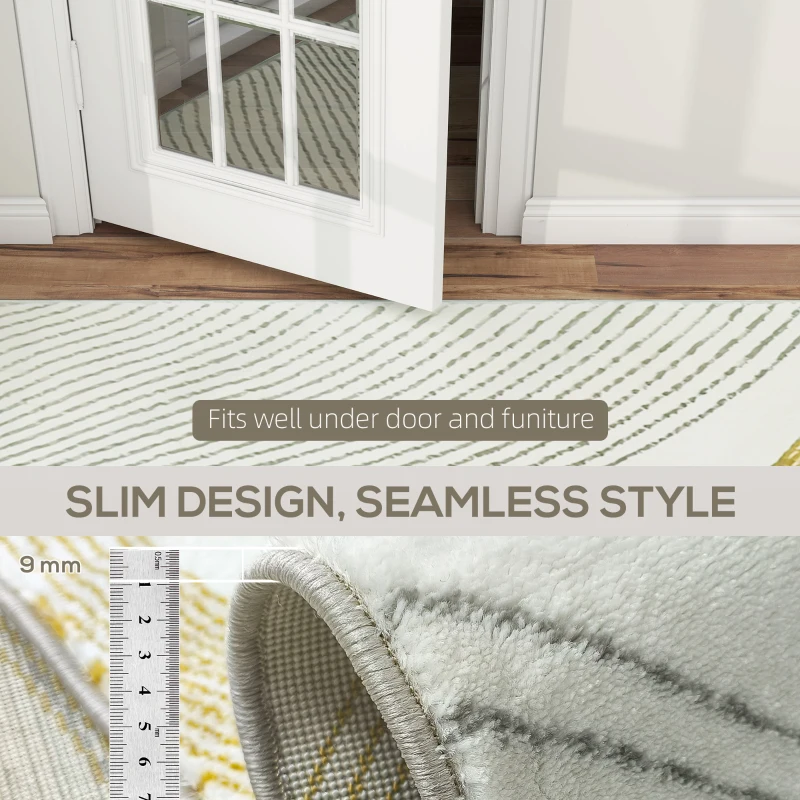 HOMCOM Modern Area Rug, Machine Washable Rug, Allergy-Friendly Floor Carpet for Living Room, Bedroom, Dining Room, Home Office, 230 x 160 cm, Cream White