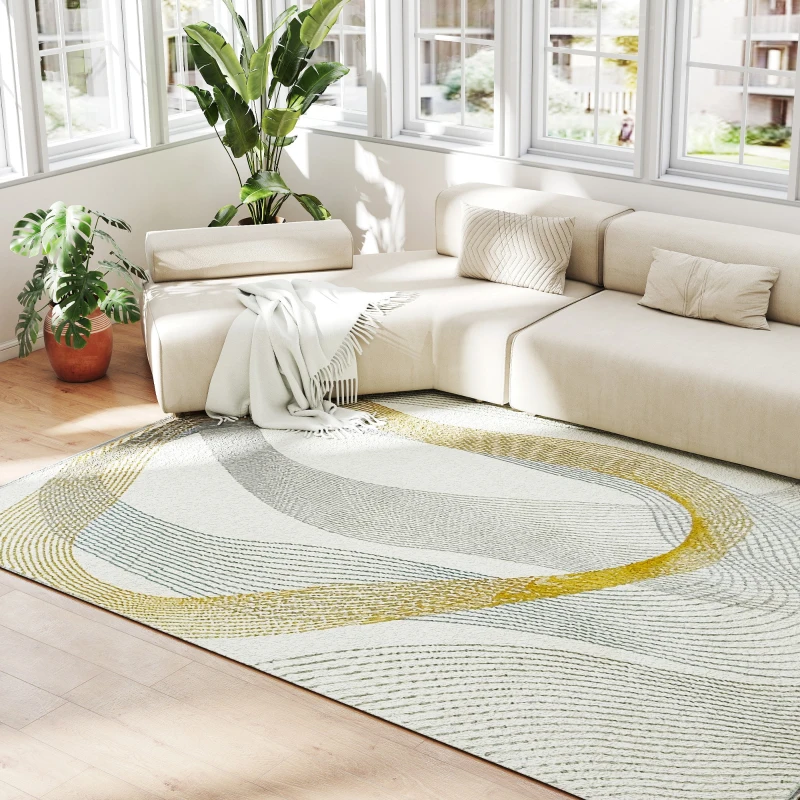 HOMCOM Modern Area Rug, Machine Washable Rug, Allergy-Friendly Floor Carpet for Living Room, Bedroom, Dining Room, Home Office, 230 x 160 cm, Cream White