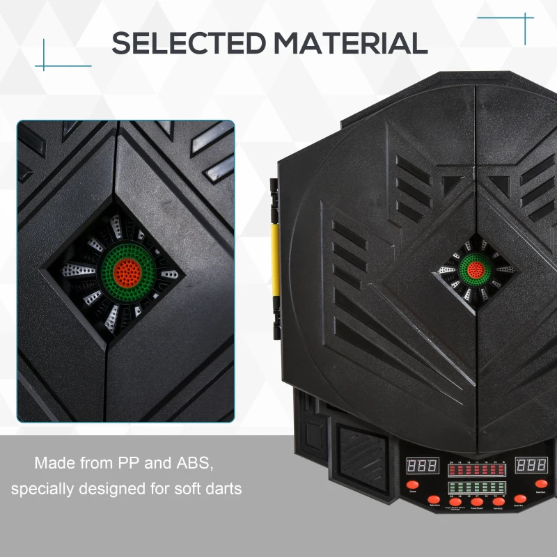 HOMCOM DART BOARD SET ELECTRONIC DARTBOARD LED DIGITAL SCORE DISPLAY SOFT TIP 27 GAMES SPEAKER SOUND WITH DARTS