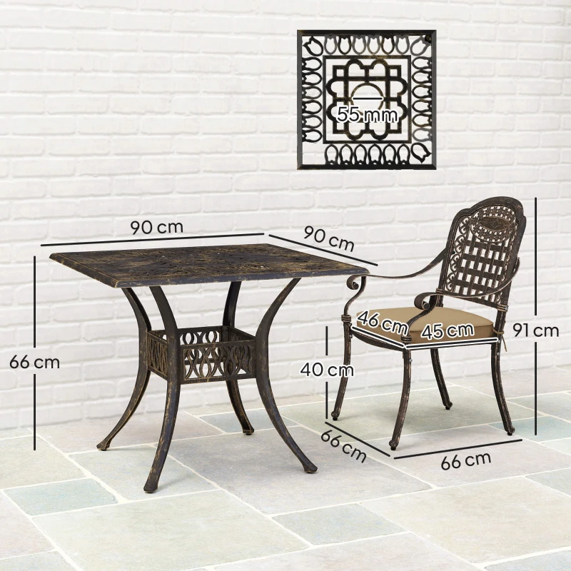 Outsunny Five-Piece Cast Aluminium Garden Dining Set - Bronze Tone