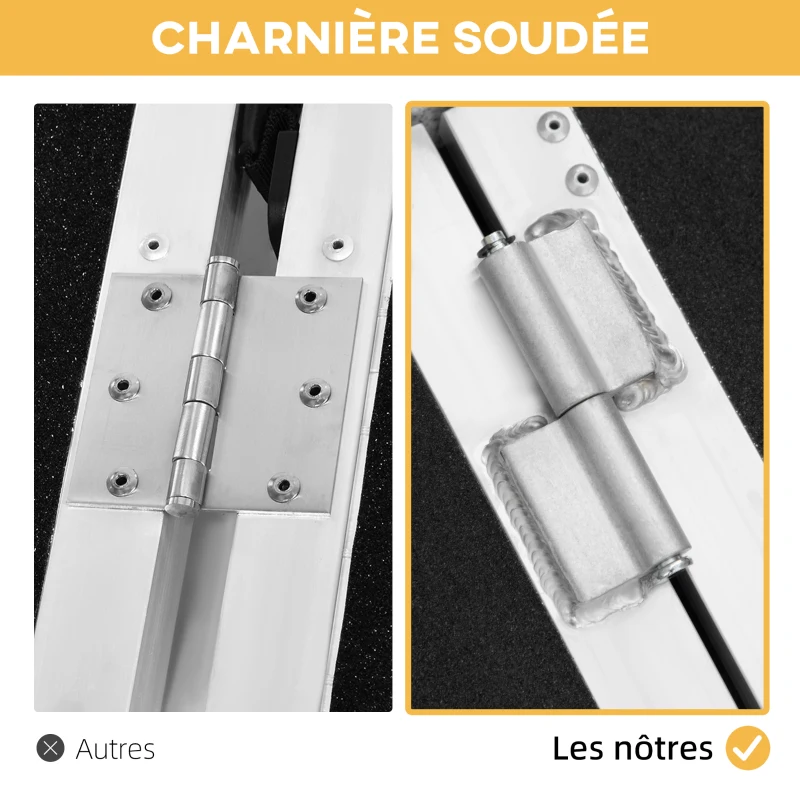 HOMCOM Rampe de fauteuil roulant pliable en alliage d'aluminium antidérapante, avec poignées, charge max. 272 kg, noir