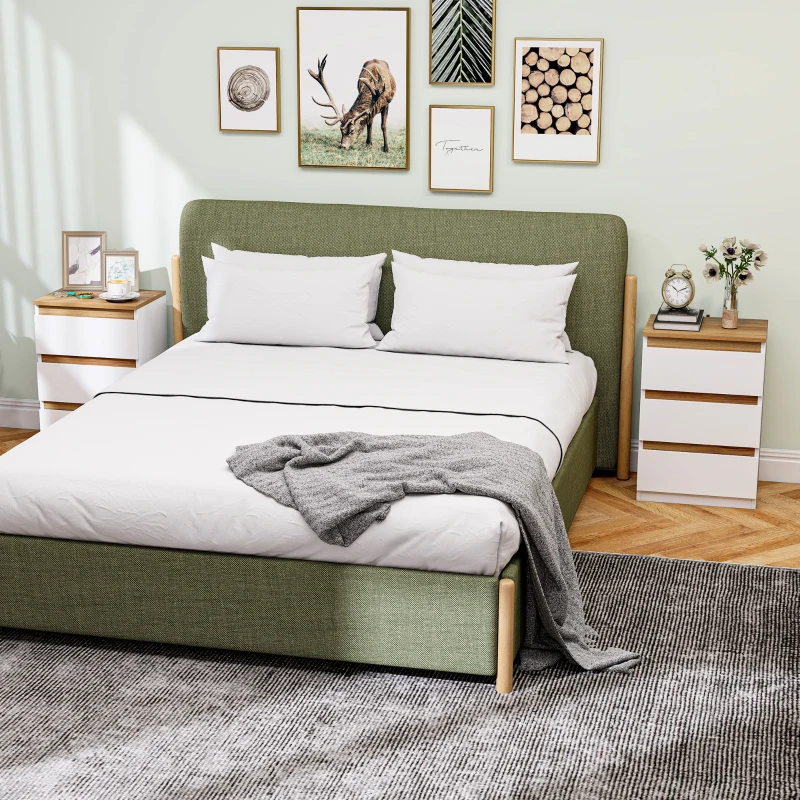 HOMCOM Conjunto de 2 Mesas de Cabeceira com 3 Gavetas Mesas de Cabeceira para Dormitório Estreitas 40x30x59,5 cm Branco