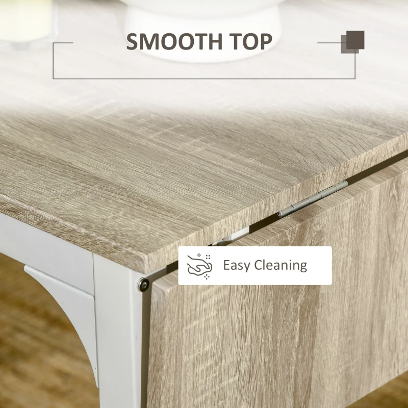 HOMCOM 3-delige Eetkamerset, Klaptafel met 2 Stoelen, 110 cm x 70 cm x 75 cm, Wit + Natuur