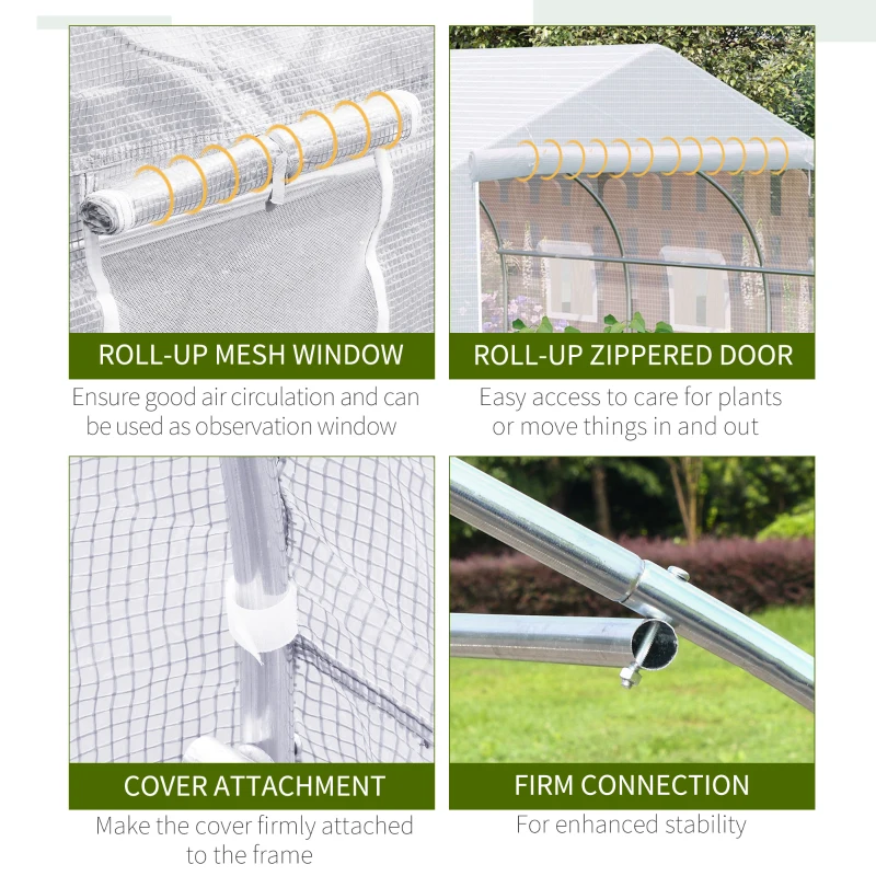Outsunny 2H x 3.5L x 3W (m) Walk-in Tunnel PE Mesh Greenhouse White