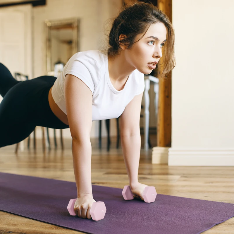 SPORTNOW Zestaw hantli, 6-częściowy zestaw hantli ze stalowymi ciężarami, 1kg, 2kg, 3kg