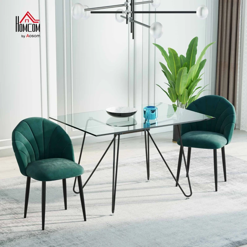 HOMCOM set 2 scaune captusite fara cotiere, 50x54x79cm