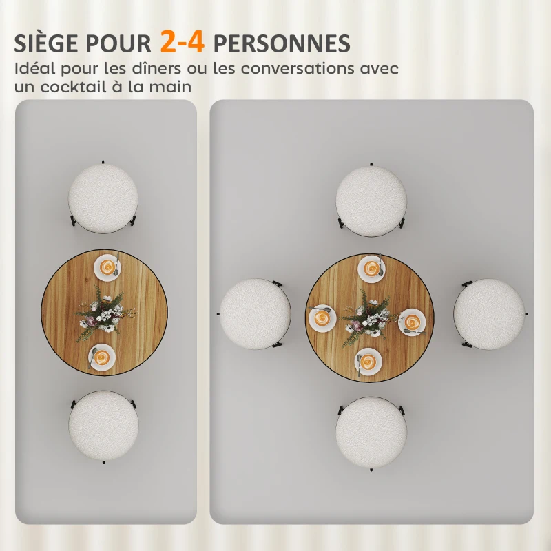 HOMCOM Table à manger ronde pour 2 à 4 personne Ø70 cm moderne avec plateau effet bois et base ronde, chêne