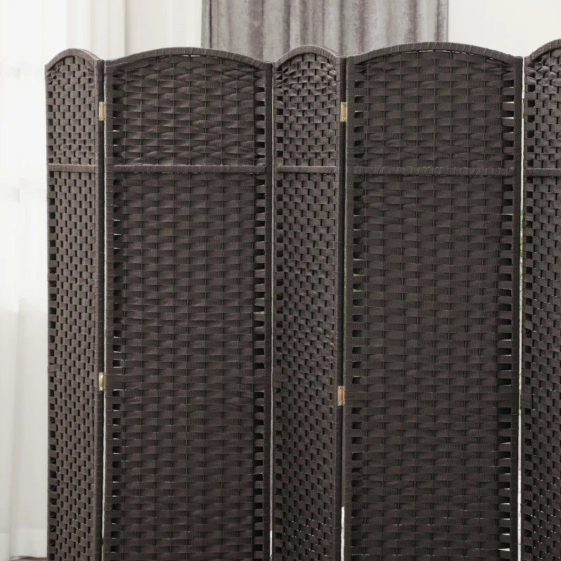 HOMCOM Biombo de 6 Painéis Separador de Ambientes Dobrável 240x1,6x170 cm para Sala de Estar Dormitório Escritório Marrom
