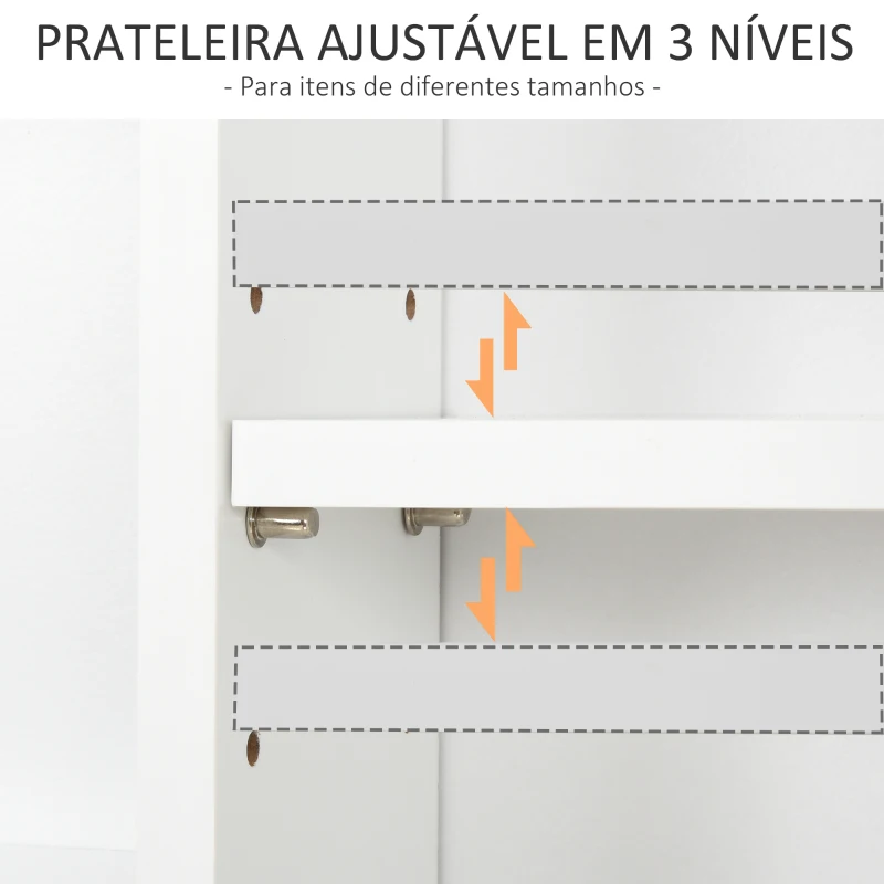 HOMCOM Armário de banheiro com 3 níveis abertos 1 porta 53x14,5x50,5 cm Branco
