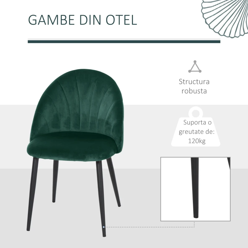 HOMCOM set 2 scaune captusite fara cotiere, 50x54x79cm