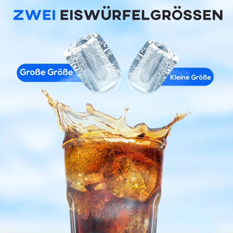 HOMCOM Eiswürfelmaschine 12kg/24h 2L Eiswürfelbereiter mit LED-Display, 2 L Wassertank, 90 W, Schwarz
