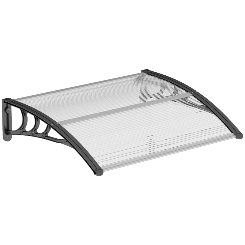 Outsunny 0.8 x 1 m Window Awning, Modern Door Awning , Polycarbonate Cover Outdoor Rain Snow Sunlight Protection Hollow Sheet(m-11)