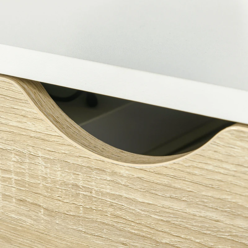 HOMCOM Set di 2 Comodini Moderni con Cassetto e Mensola, Base Rialzata e Gambe in Legno, 50x39x51cm, Bianco e Rovere