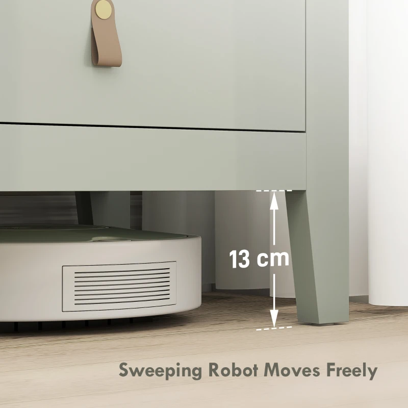 HOMCOM Bedroom Chest of Drawers, Modern 4 Drawer Dresser Cabinet with PU Leather Handles and Metal Runners for Living Room, Hallway, Entryway, Green