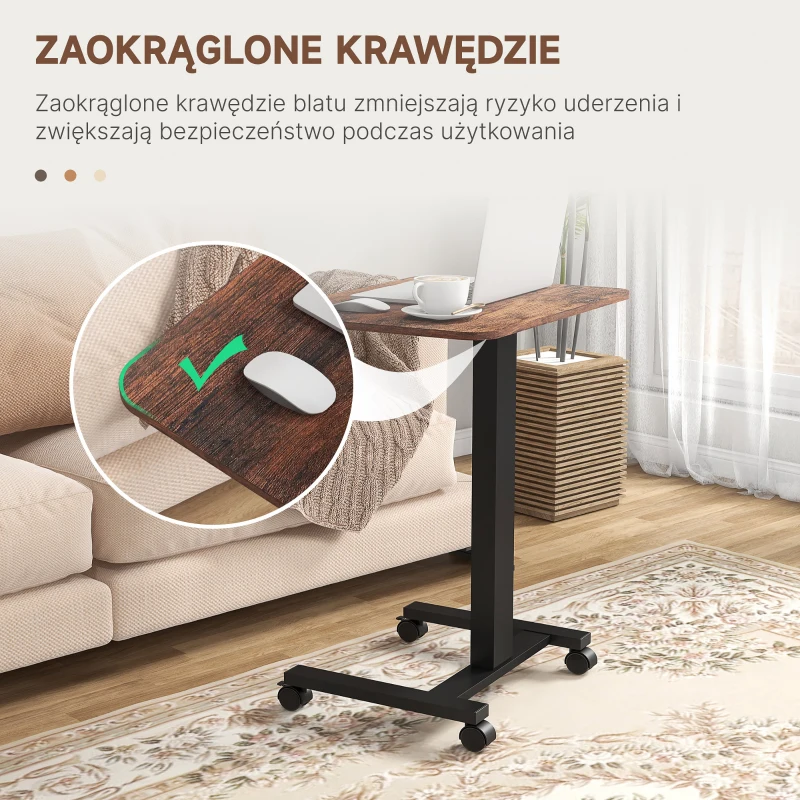 Vinsetto Pulpit Stojący, Biurko na Stojaka, Regulowane Wysokościowo, 4 Kółka, 65 cm x 48 cm x 108 cm, Brąz + Czarny