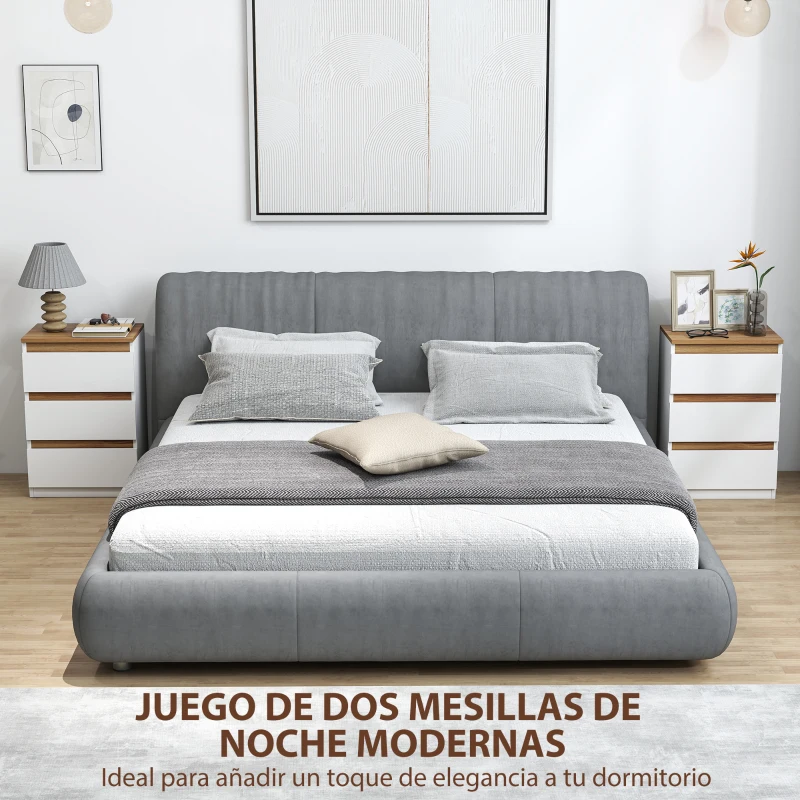 HOMCOM Pack de 2 Mesitas de Noche Estrechas de 3 Cajones Cajoneras para Salón Pasillo 40x30x59,5 cm Blanco