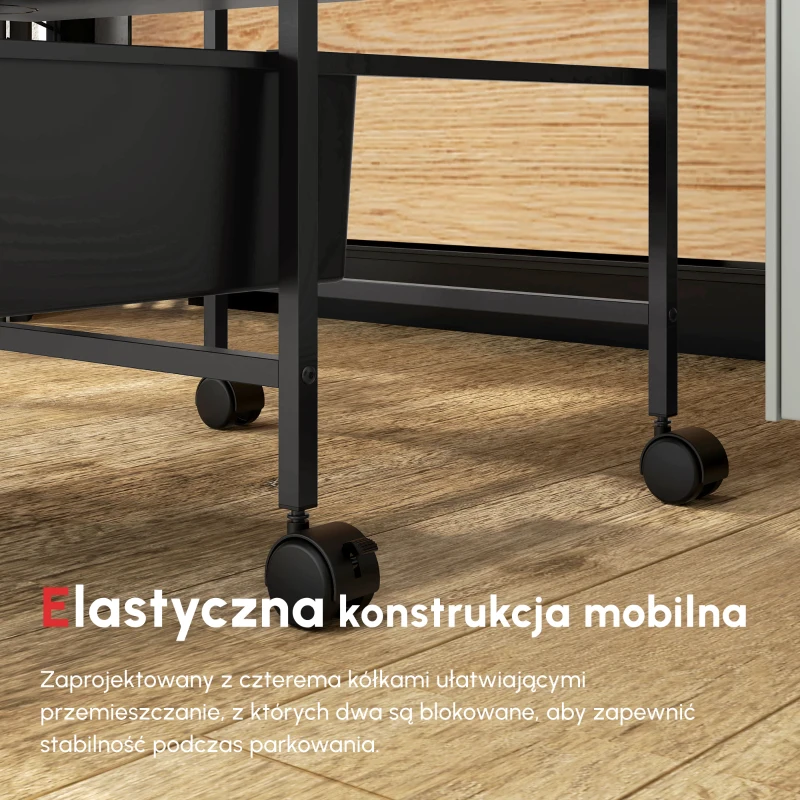 HOMCOM Boczny wózek na kółkach z 3 koszami do przenoszenia i przechowywania, wózek kuchenny, 40,8 dł. x 33,5 szer. x 60,5 wys. cm, Czarny