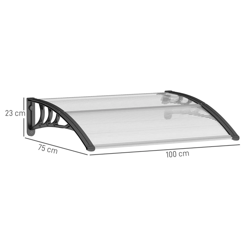 Outsunny 0.8 x 1 m Window Awning, Modern Door Awning , Polycarbonate Cover Outdoor Rain Snow Sunlight Protection Hollow Sheet(m-3)