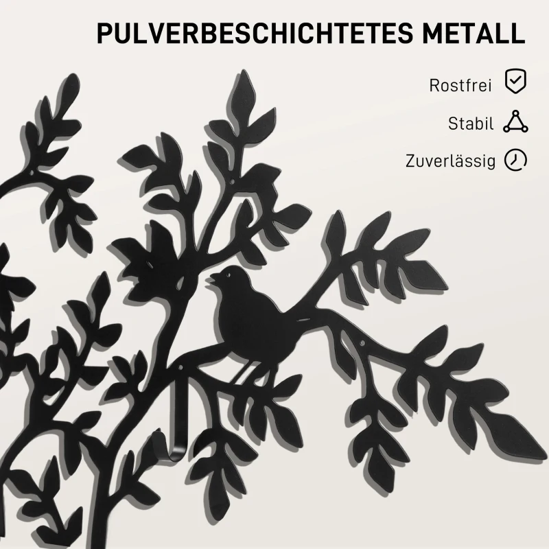 HOMCOM Wieszak ścienny, Montowany na ścianie haczyk na ubrania, Design drzewa z ptakami, Czarny