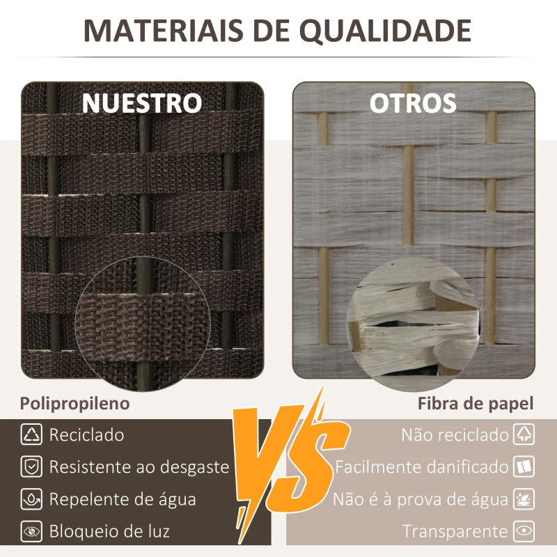 HOMCOM Biombo de 6 Painéis Separador de Ambientes Dobrável 240x1,6x170 cm para Sala de Estar Dormitório Escritório Marrom