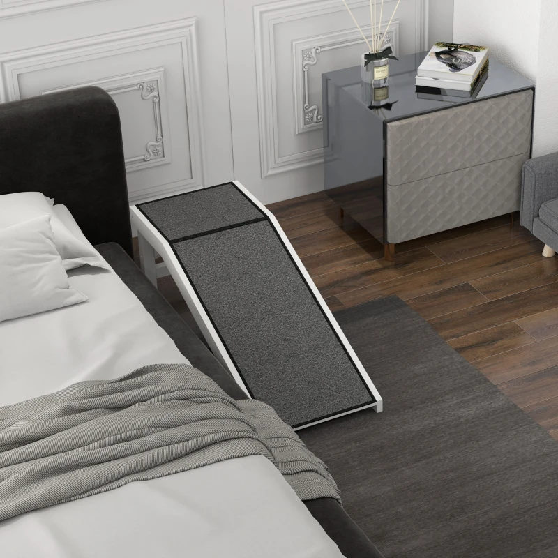 PawHut Haustierrampe mit rutschfestem Teppich 125 x 40 x 35,5cm Kiefernholz