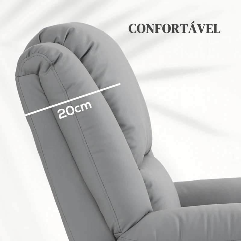 HOMCOM Poltrona Relax Levanta Pessoas com 8 Pontos de Massagem Reclinável com Função de Aquecimento 89x93x105 cm Cinza